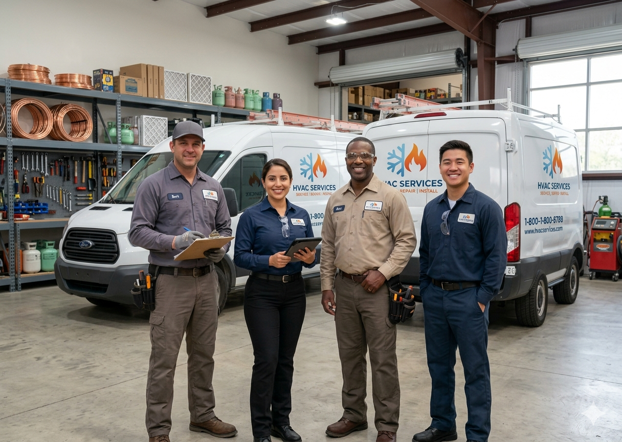 Air Heat North Texas team at their Dallas warehouse